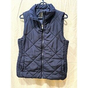 NY & C Women’s Navy Quilted Full Zip Sleeveless Vest Pockets M